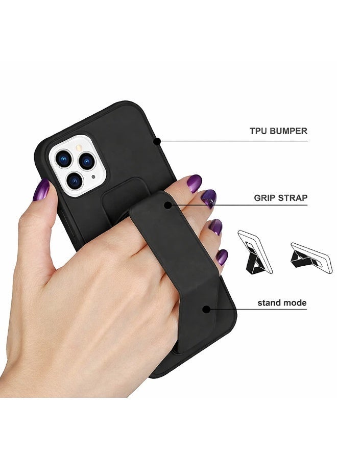 COVERSCART Apple iPhone 16 Pro Premium Silicon Case with Magnetic Stand & Finger Grip, Car Mount Compatible Kickstand Cover – Black - Image 3
